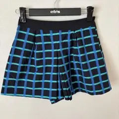 DOLLY GIRL ブラック　チェックブルー　薄手　キュロット　ショートパンツ