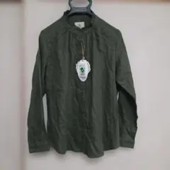オリーブグリーン スタンドカラーシャツ 身丈63身幅45