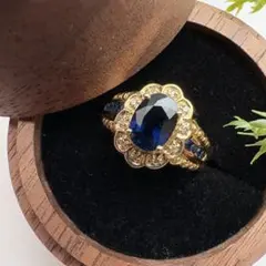 K18 大粒サファイア 1.20ct ダイヤモンド フラワー リング 12号 - メルカリ