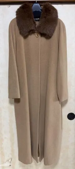 レディースロングコート キャメル 日本製 アンゴラ ウール ブルーフォックス