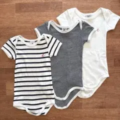 【2月中処分】プチバトー　ボディスーツ 3点セット　80 (12m/74cm)