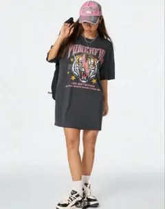 SHEIN Y2K タイガーグラフィックTシャツ ダークグレー Lサイズのサムネイル