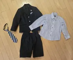ミチコロンドンコシノ フォーマルスーツ 黒 ストライプ セット 入学式