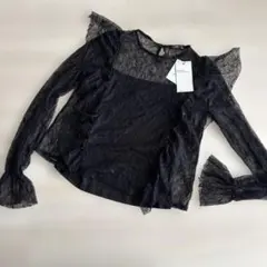 新品 Bershka レースブラウス ブラック S