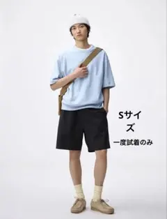 ジーユー GU コットンブレンドイージーハーフパンツ　サイズS ブラックタグ付きのサムネイル