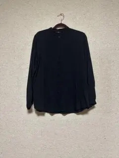 ■ユニクロ レディース レーヨンシャツ バンドカラーシャツ M/429415 黒