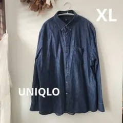UNIQLO デニムシャツ 長袖 インディゴブルー XLサイズ