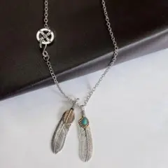 フェザー 2枚羽 ユニセックス ネックレス シルバー インディアンジュエリー