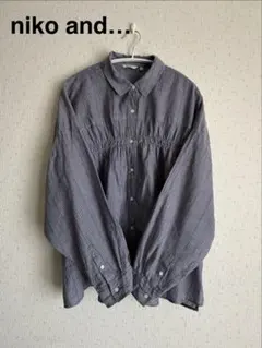 【美品 】ニコアンド niko and... /ローンギャザーシャツ ネイビーM