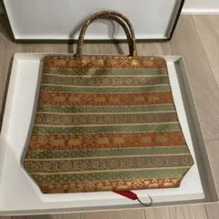 和装用トートバッグ 緑と赤のストライプ