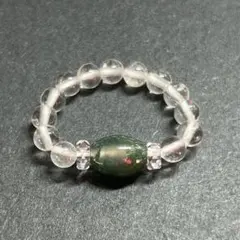 BR674 天然石 パワーストーン ビーズリング モスアゲート 苔瑪瑙 天然水晶
