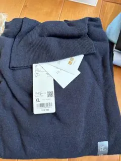3Dカシミヤ ネイビー 長袖セーター XL