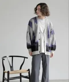 HARE アブストラクトカラーモヘヤカーディガン