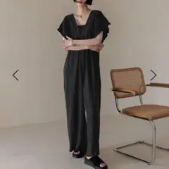LOWRYS FARM ヨウリュウシャーリングサロペット　ブラック　S