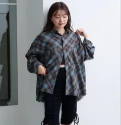 kastane ネルチェックシャツ　ブルー