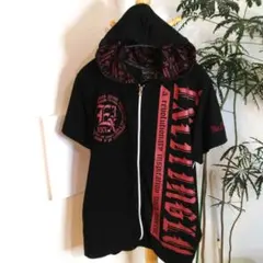 MISTER OUTSIDER 半袖パーカー M 黒 赤プリント Y2K パンクのサムネイル