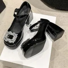 miu系穿搭 新品 厚底ビジューパンプス 厚底メリージェーン 厚底ドレスシューズ