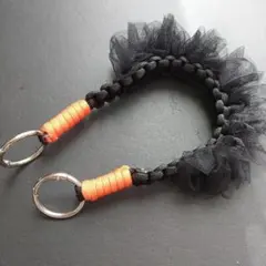 ハンドストラップ　パラコード　ブラック×オレンジ