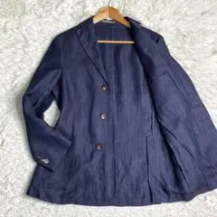 良品✨BOGLIOLI DOVER 麻100% ネイビー テーラード 貝ボタン