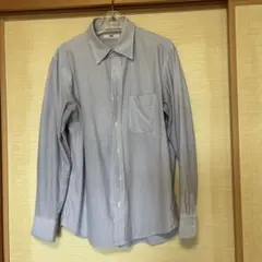 ユニクロ 青と白のストライプ 長袖ワイシャツ