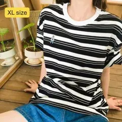 n655【期間限定 特別価格】マルチボーダー 半袖Tシャツ レディース XL