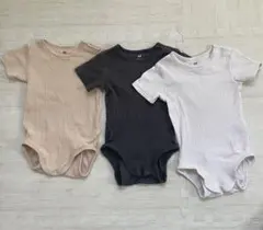 H&M ベビー リブボディスーツ 3枚セット80/9-12M 半袖 ロンパース