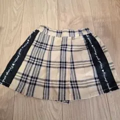 ベージュ チェック柄 プリーツスカート　キュロット
