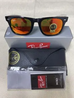 Ray-Ban サングラス ブラック フレームオレンジ色 レンズa