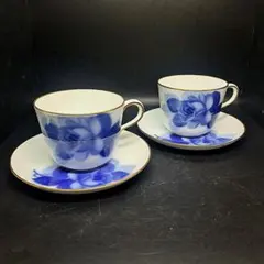 大倉陶園ブルーローズカップとソーサー２客 大倉陶園 【大倉陶園直営店】 ブルーローズ（8211） カップ