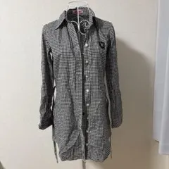 【L】ブルークロス　シャツ　シャツワンピース　羽織り