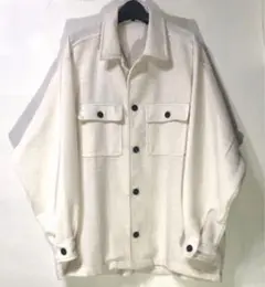 ラコレ LAKOLE ツイードCPOシャツ オフホワイト L