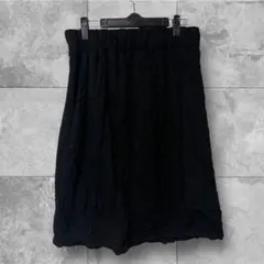 冬服 ケーブル編みニットスカートXL ブラック