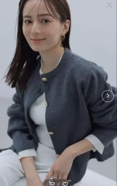 anuans 【ZOZO限定】オリジナルボタンノーカラーニットジャケット