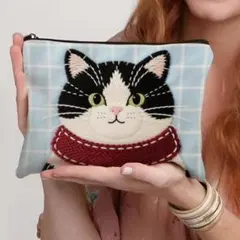 猫ポーチ 化粧ポーチ ハチワレ（4） 軽量 小物入れ コスメポーチ 旅行収納のサムネイル