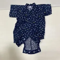 ネイビー 魚柄 コットン甚平 70.