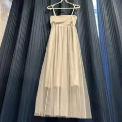 レディース チュールキャミソールワンピース グレー