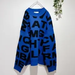 【Blue Bucket】ブルー　ビッグロゴニット セーター 韓国製 鮮やか