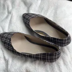 チェック柄ウェッジヒールパンプス