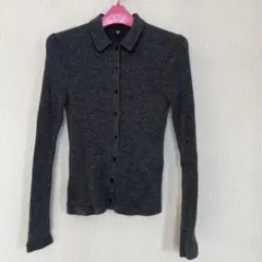 グレーリブ編み長袖カーディガン　ユニクロ　Mサイズ