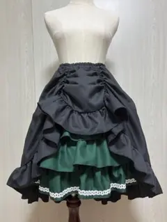 ロリィタスカート ブラック×グリーン 2枚セットのサムネイル
