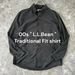 00s L.L.Bean エルエルビーン千鳥格子柄 ネルシャツ ブラック L古着のサムネイル