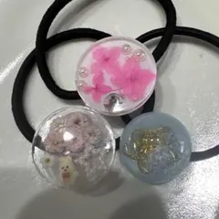 レジン ヘアゴム 3点セット 花 蝶 - メルカリ
