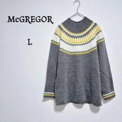 マックレガー ノルディック柄 セーター ニット　ハイネック　グレー　ウール混　L