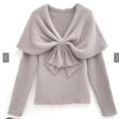 【GRL 】新品・タグ付き ケープ風リボンラメフェザーニットトップス