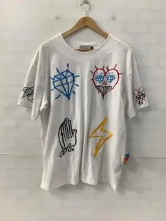 8.25◎A37P◎マン.ジー◎Tシャツ◎デザイン刺しゅう◎ホワイト
