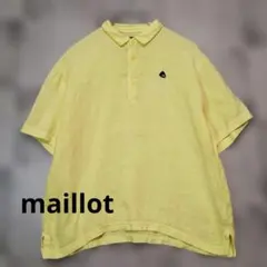 maillot リネンポロシャツ　自転車刺繍　イエロー 日本製 リネン100%のサムネイル