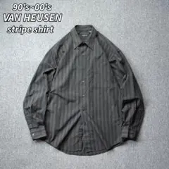 90s 00s VANHEUSEN 長袖 シャツ ピンストライプ 古着 M