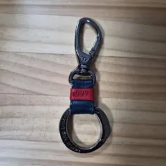 DEPTH AND DEMAND レザーキーホルダー ネイビー×レッド