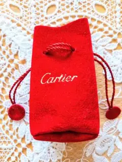 Cartier 赤 ベロア ポーチ　ジュエリーケース