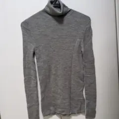 【断捨離につき破格！】グレー タートルネック リブ編みセーター